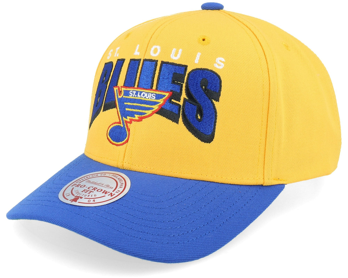 Men's Mitchell & Ness Nhl Boom Text Pro Snapback Vntg Blues - Yellow