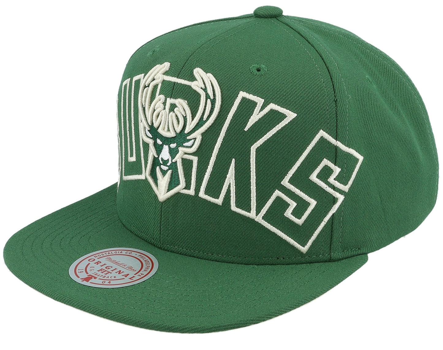 Mitchell & Ness Men's NBA Full Frontal Snapback Bucks Snapback Caps