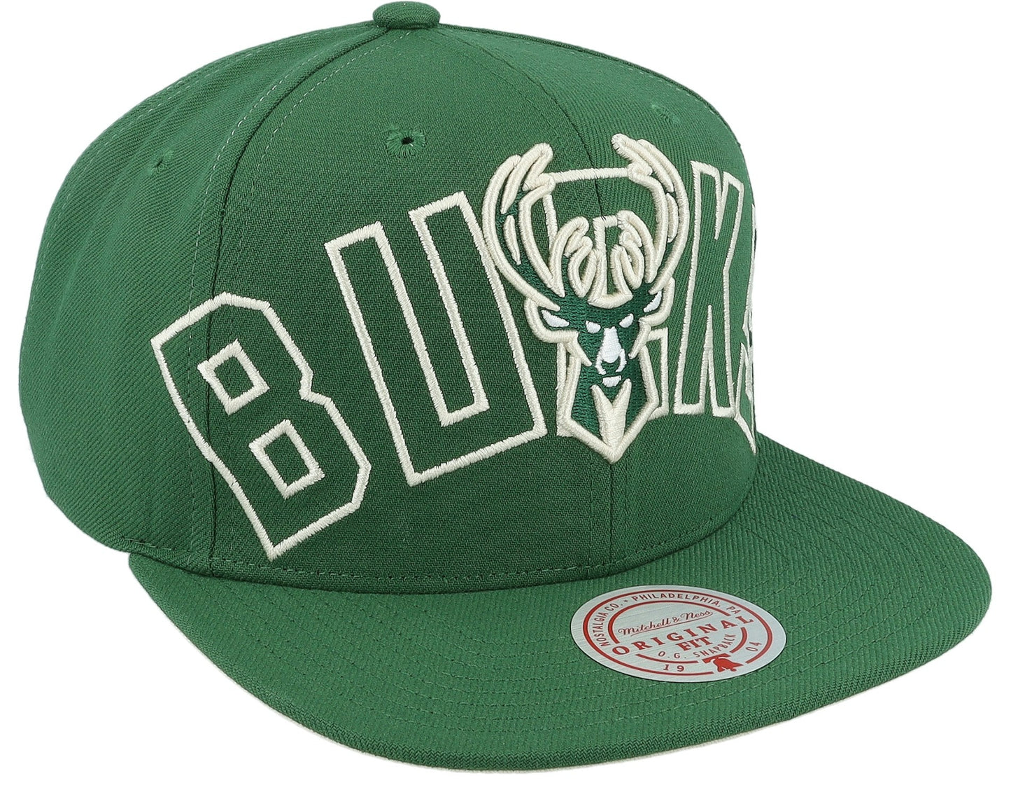 Men's Mitchell & Ness NBA Full Frontal Snapback Bucks - Green