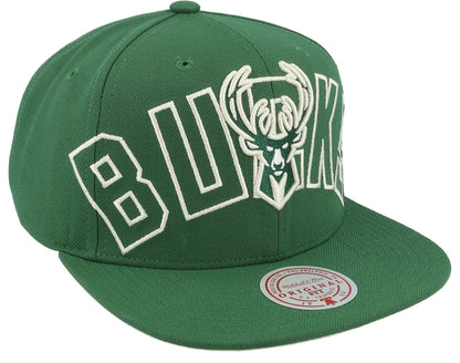 Mitchell & Ness Men's NBA Full Frontal Snapback Bucks Snapback Caps