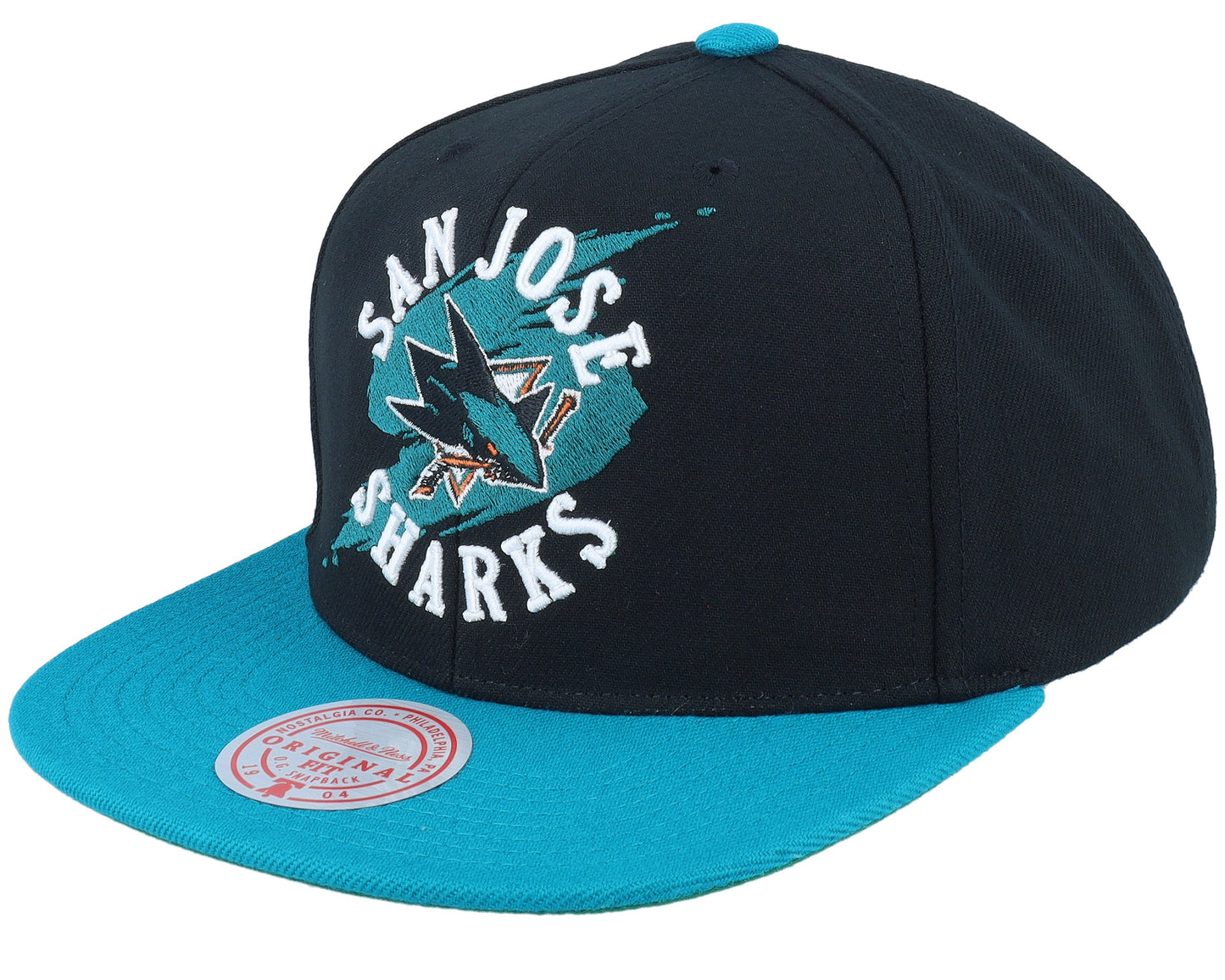 Mitchell & Ness Men's NHL Circle Splash Snapback Sharks Snapback Caps