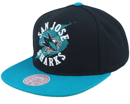 Mitchell & Ness Men's NHL Circle Splash Snapback Sharks Snapback Caps