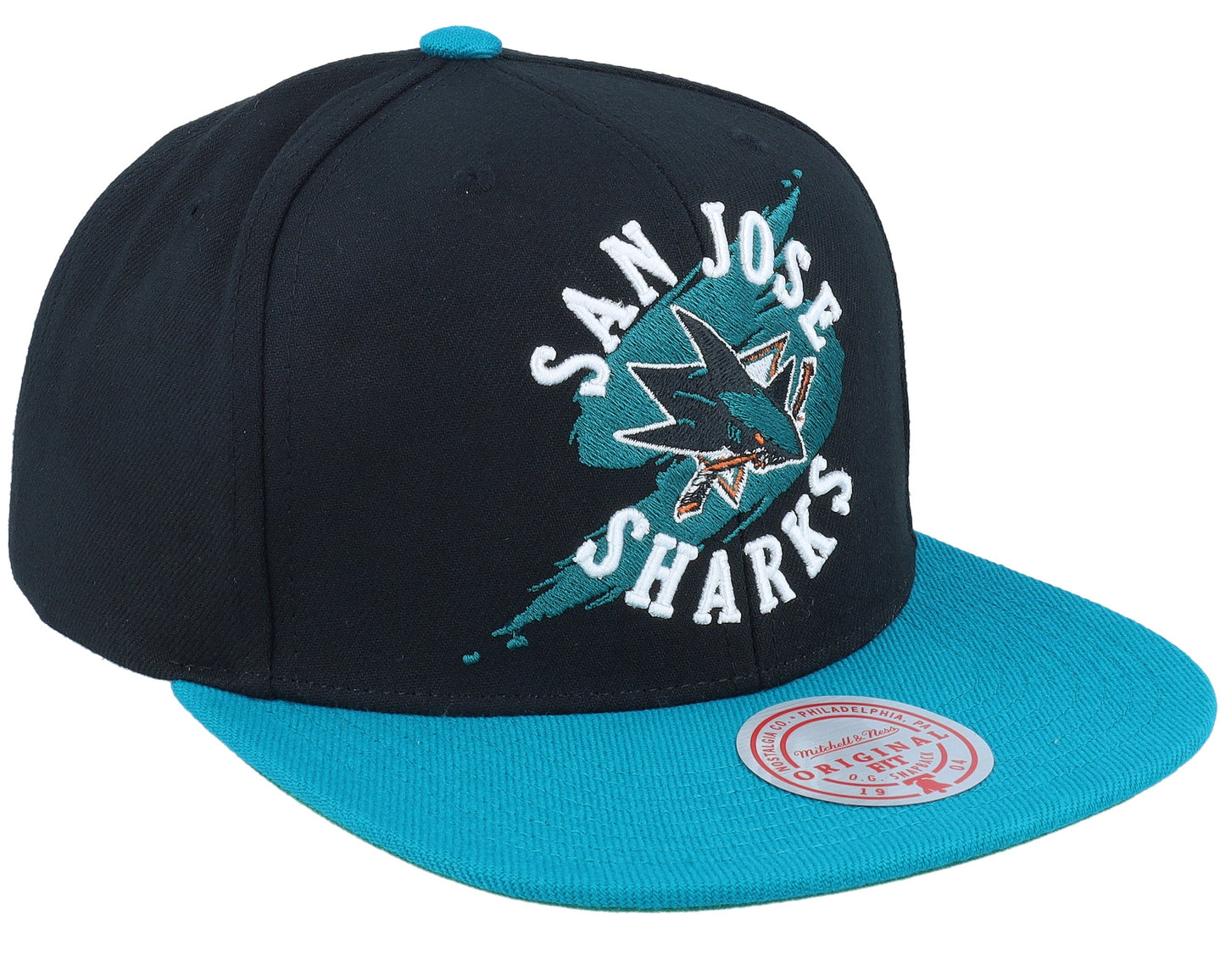 Mitchell & Ness Men's NHL Circle Splash Snapback Sharks Snapback Caps