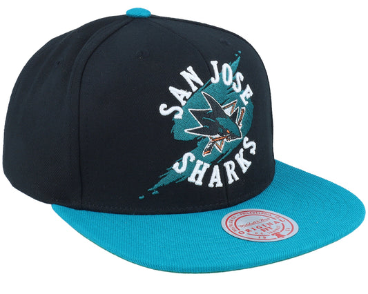 Mitchell & Ness Men's NHL Circle Splash Snapback Sharks Snapback Caps