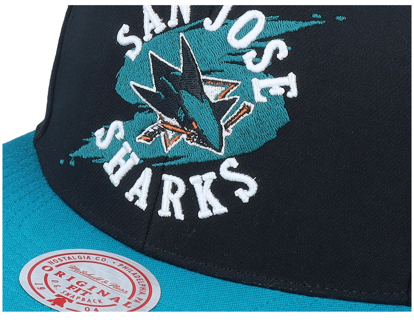 Mitchell & Ness Men's NHL Circle Splash Snapback Sharks Snapback Caps