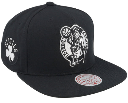 Mitchell & Ness Men's NBA Evergreen Black White Snapback Celtics Snapback Caps