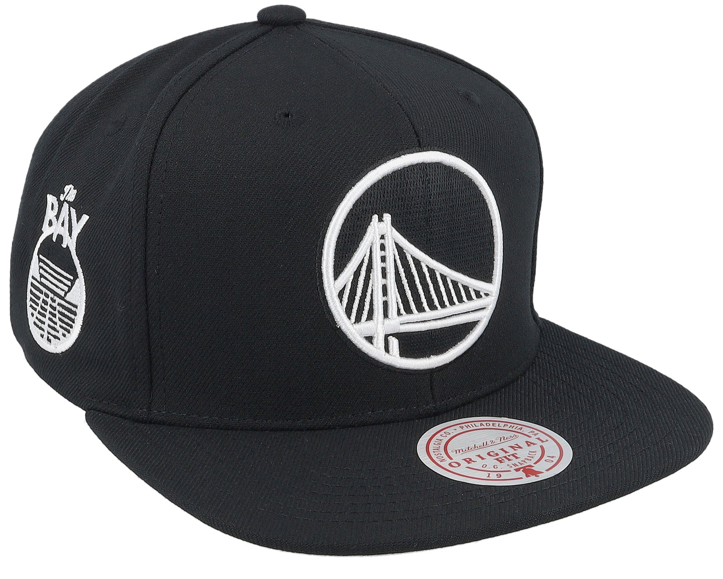 Mitchell & Ness Men's NBA Evergreen Black White Snapback Warriors Snapback Caps