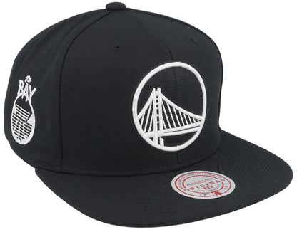 Mitchell & Ness Men's NBA Evergreen Black White Snapback Warriors Snapback Caps