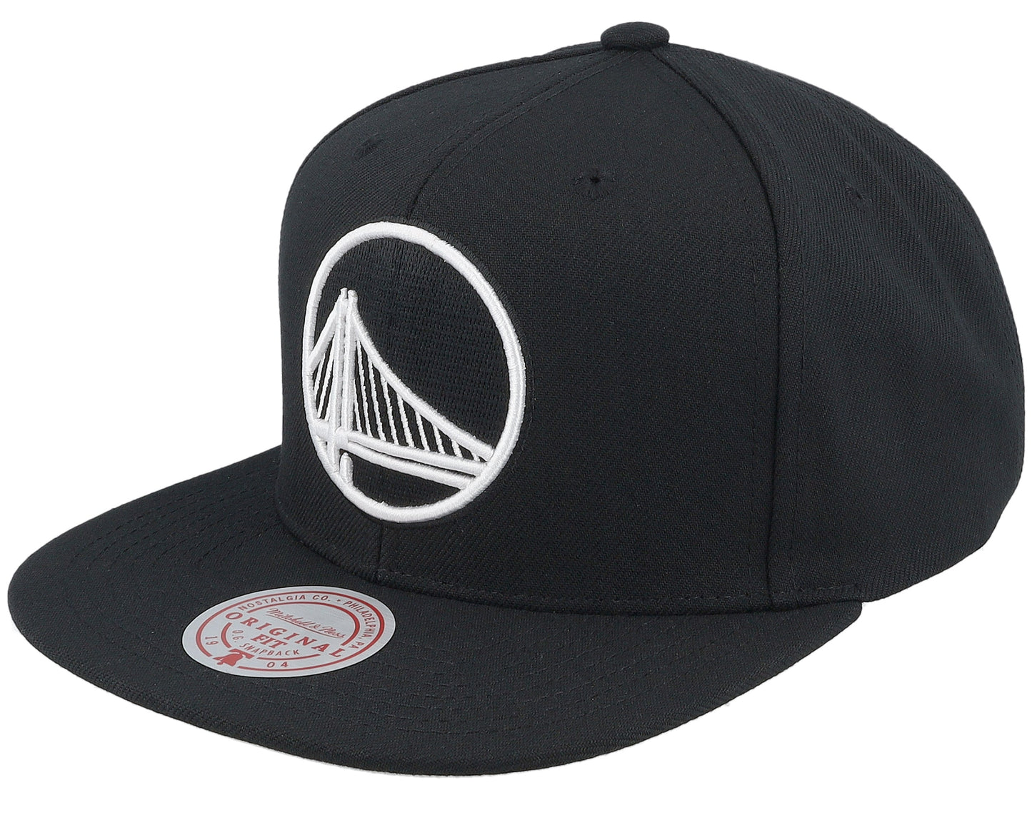 Mitchell & Ness Men's NBA Evergreen Black White Snapback Warriors Snapback Caps