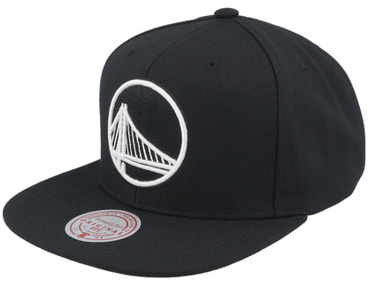 Mitchell & Ness Men's NBA Evergreen Black White Snapback Warriors Snapback Caps