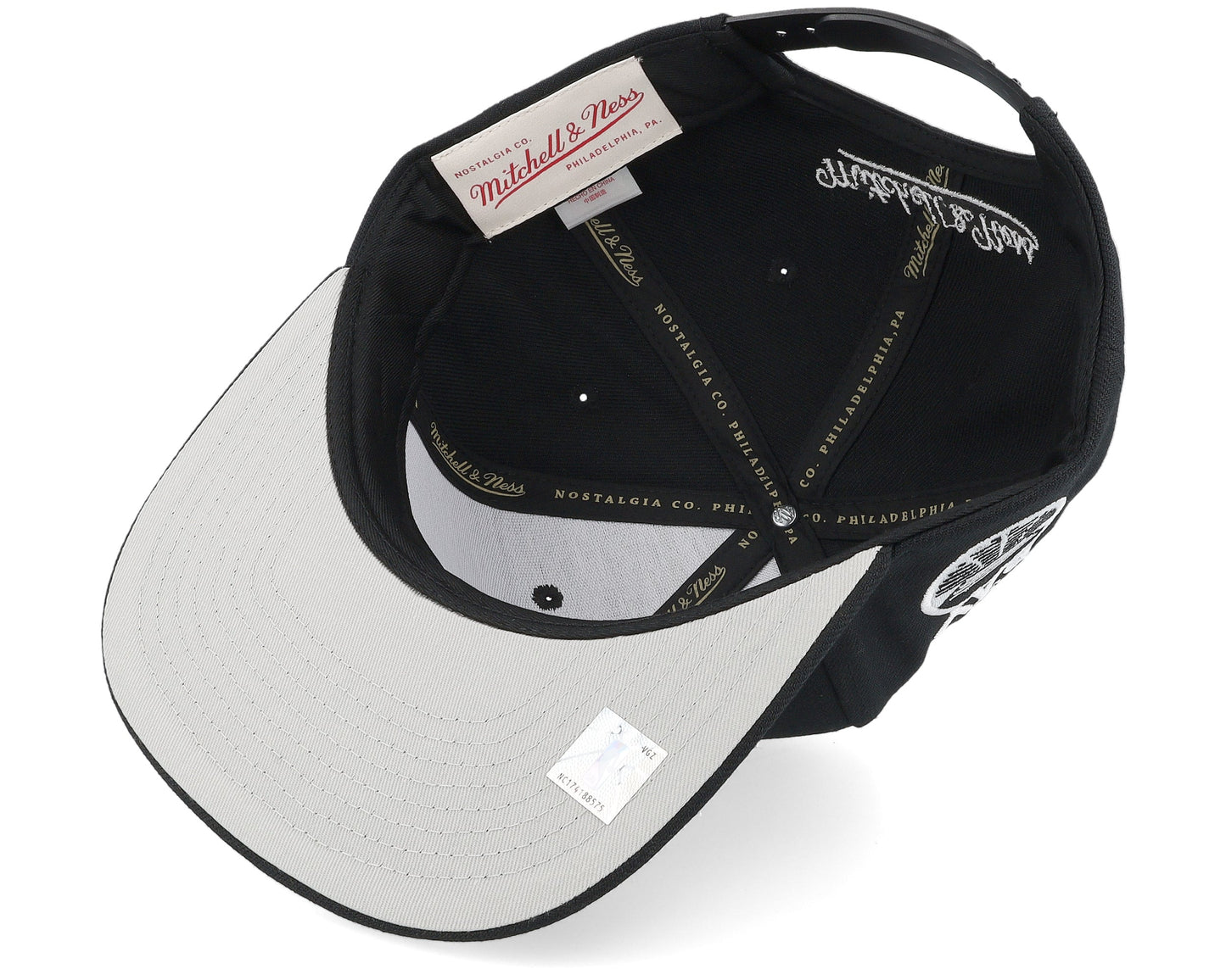 Mitchell & Ness Men's NBA Evergreen Black White Snapback Warriors Snapback Caps