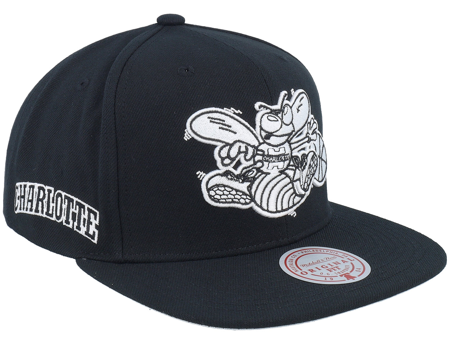 Men's Mitchell & Ness NBA Evergreen Black White Snapback Hwc Hornets