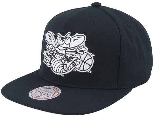 Men's Mitchell & Ness NBA Evergreen Black White Snapback Hwc Hornets