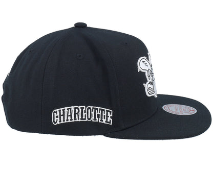 Mitchell & Ness Men's NBA Evergreen Black White Snapback Hwc Hornets Snapback Caps