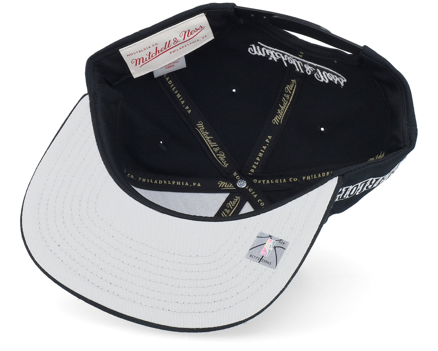 Men's Mitchell & Ness NBA Evergreen Black White Snapback Hwc Hornets
