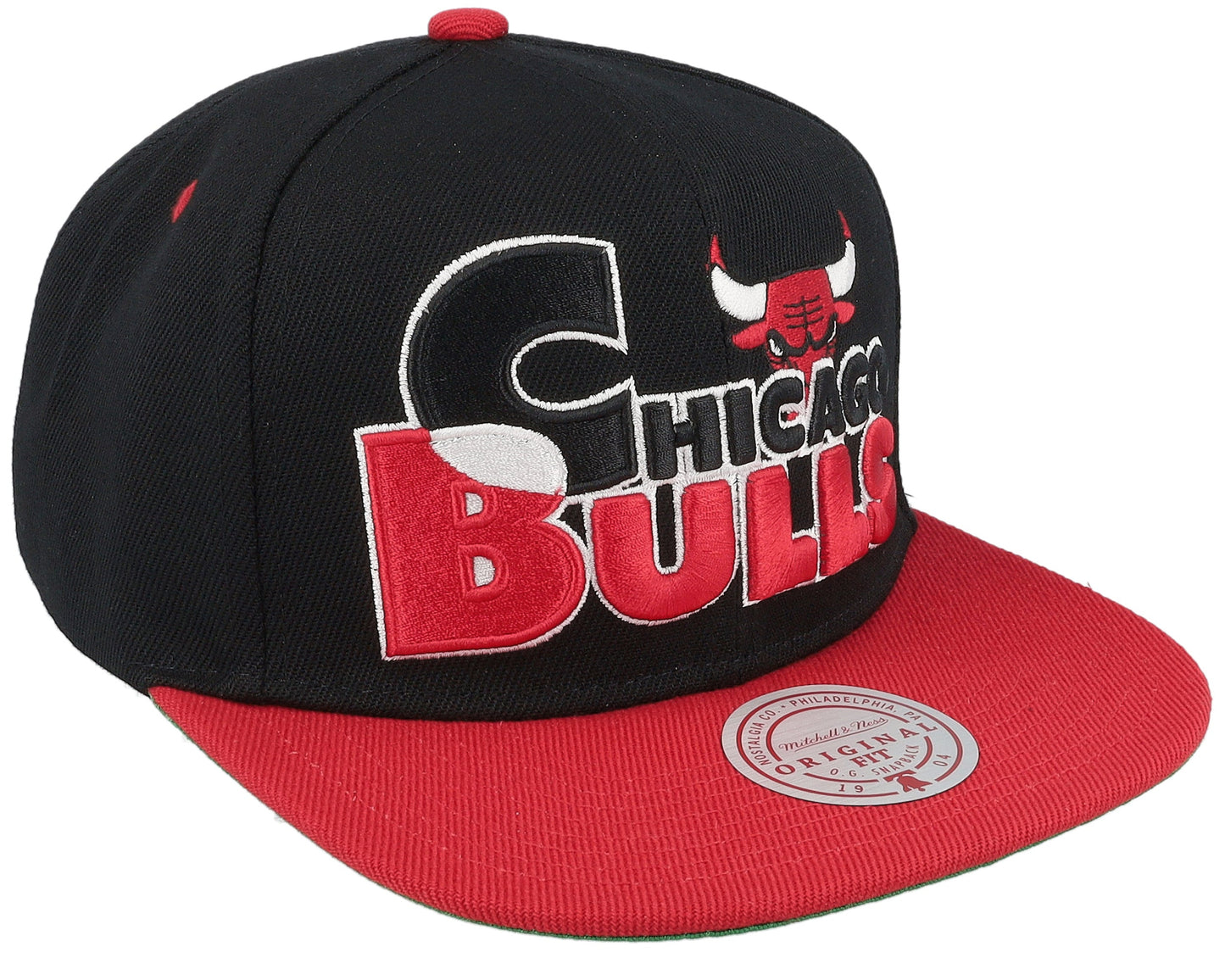 Mitchell & Ness Men's NBA Text Stack 1 Snapback Bulls Snapback Caps
