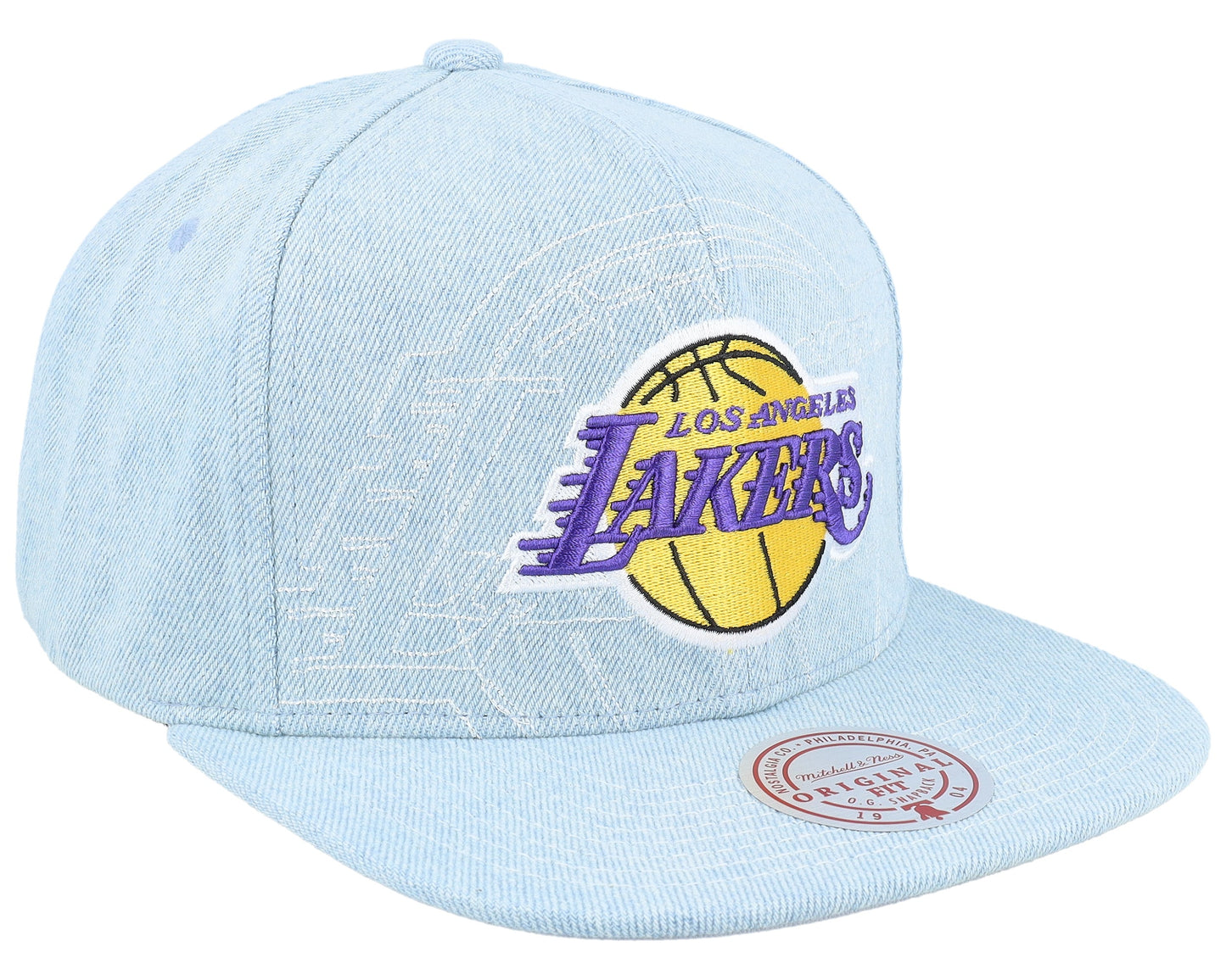 Men's Mitchell & Ness NBA Denim Stitcher Snapback Lakers