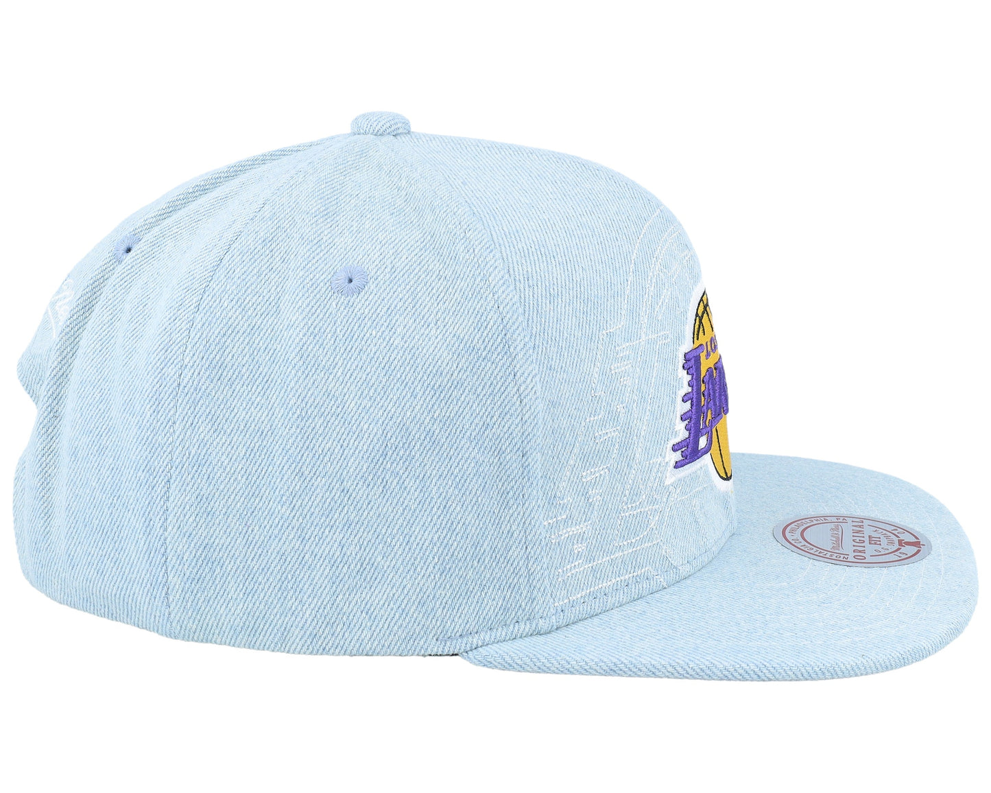 Men's Mitchell & Ness NBA Denim Stitcher Snapback Lakers