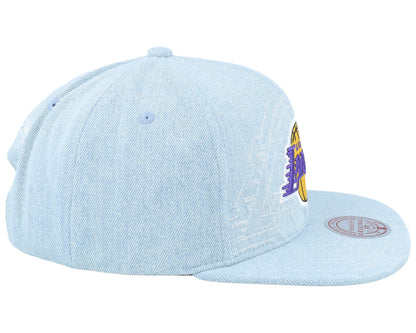 Mitchell & Ness Men's NBA Denim Stitcher Snapback Lakers Snapback Caps