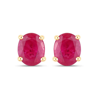0.60 Ct Oval Pink Ruby Prong 10K Gold Stud Earrings