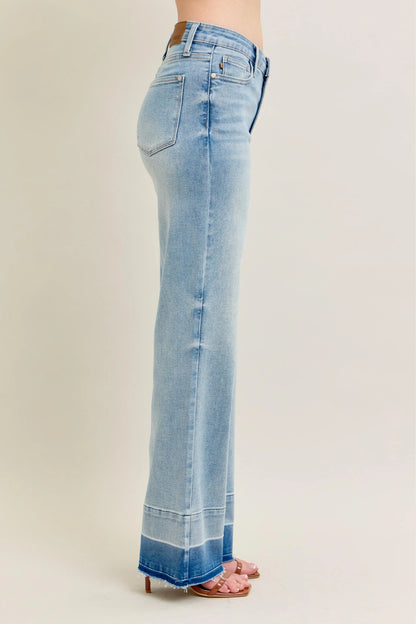 Judy Blue Full Size Mr Release Hem Wide Leg Jeans Plus Size