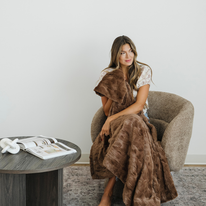 PATTERNED FAUX FUR THROW BLANKETS