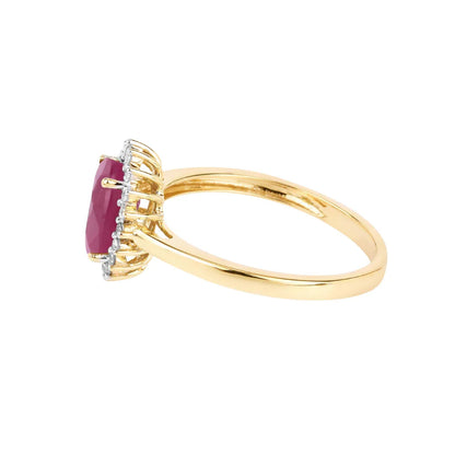 1.44 Ct Oval Pink Ruby Diamond Prong 10K Gold Halo Ring