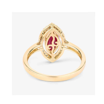 1.39 Ct Marquise Pink Ruby Diamond Prong 10K Gold Halo Ring
