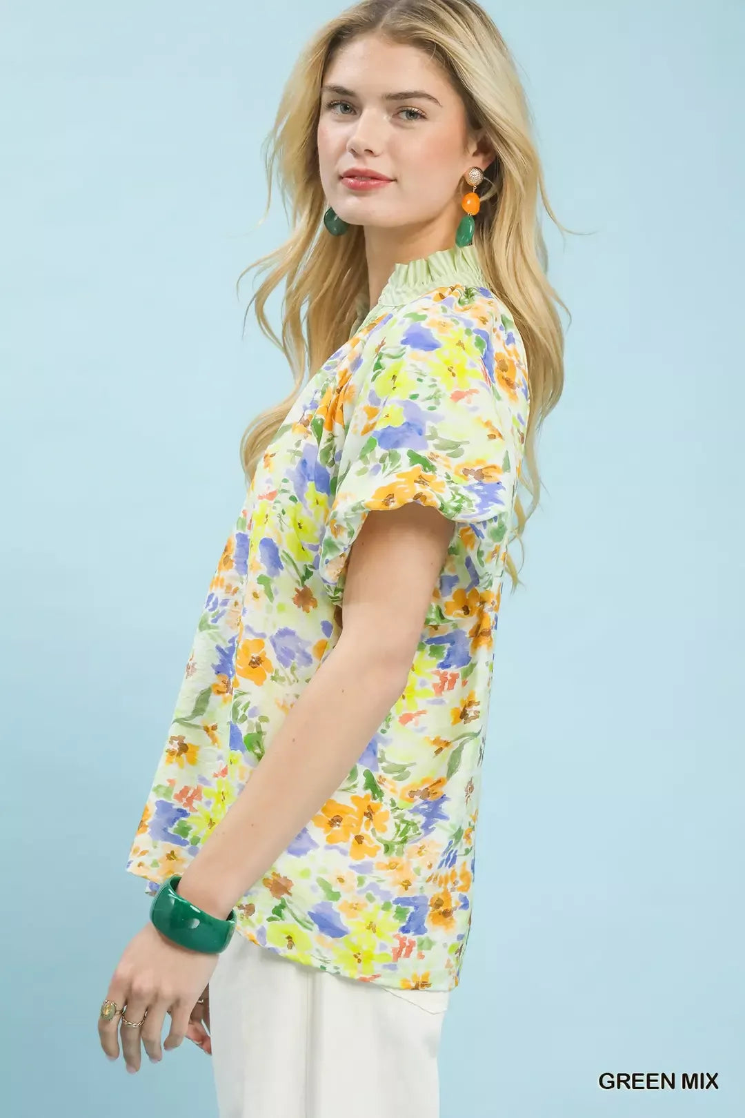 Umgee Watercolor Floral Top
