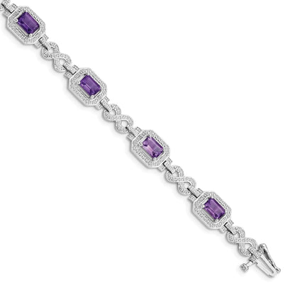 Genuine Amethyst Diamond Infinity Link Bracelet