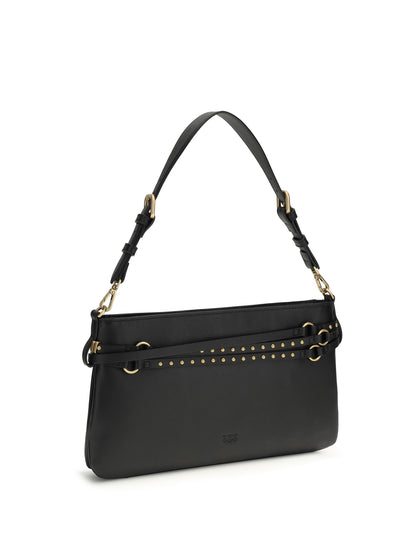 Shoulder Bag Calf Leather Black/Antique Gold