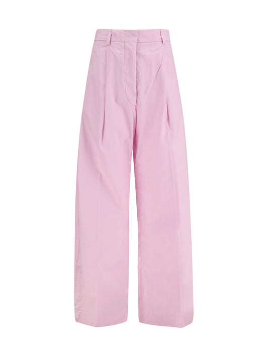 Wide-Leg Cotton Pants Pink