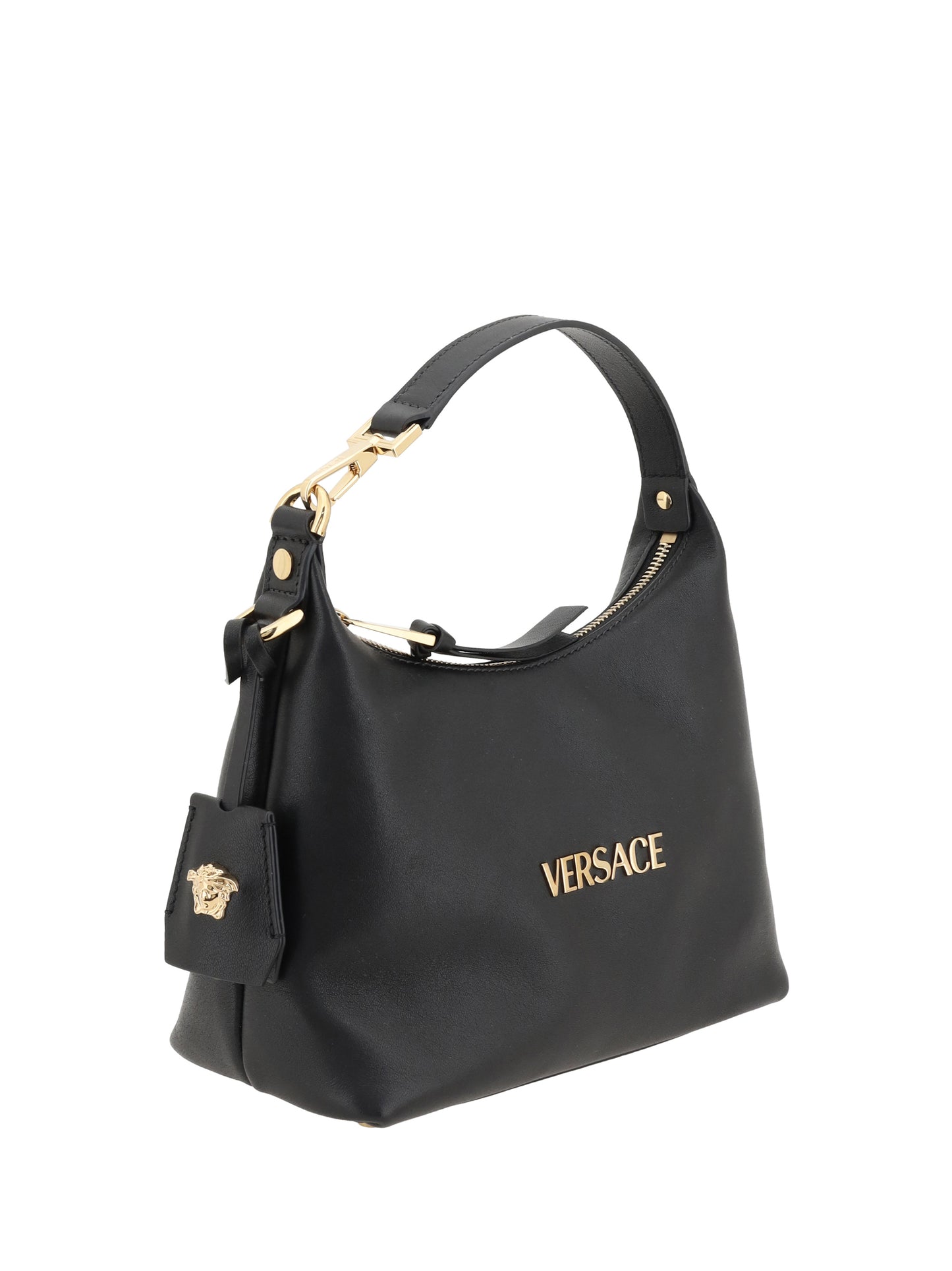 Hobo Handbag Black Calf Leather
