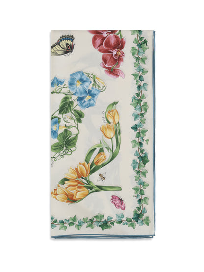 Silk Scarf Eden Print Ivory/Light Blue