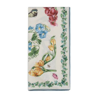 Silk Scarf Eden Print Ivory/Light Blue