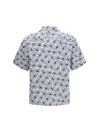 Shirt With Floral Print Ivory/Light Blue