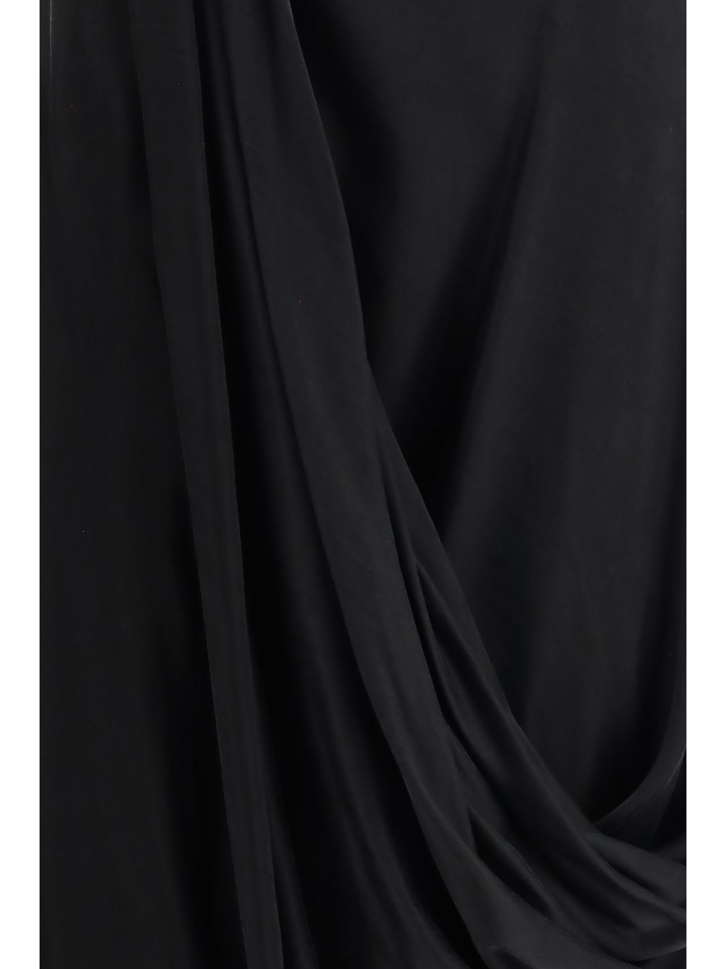 Midi Skirt Asymmetric Cupro Black