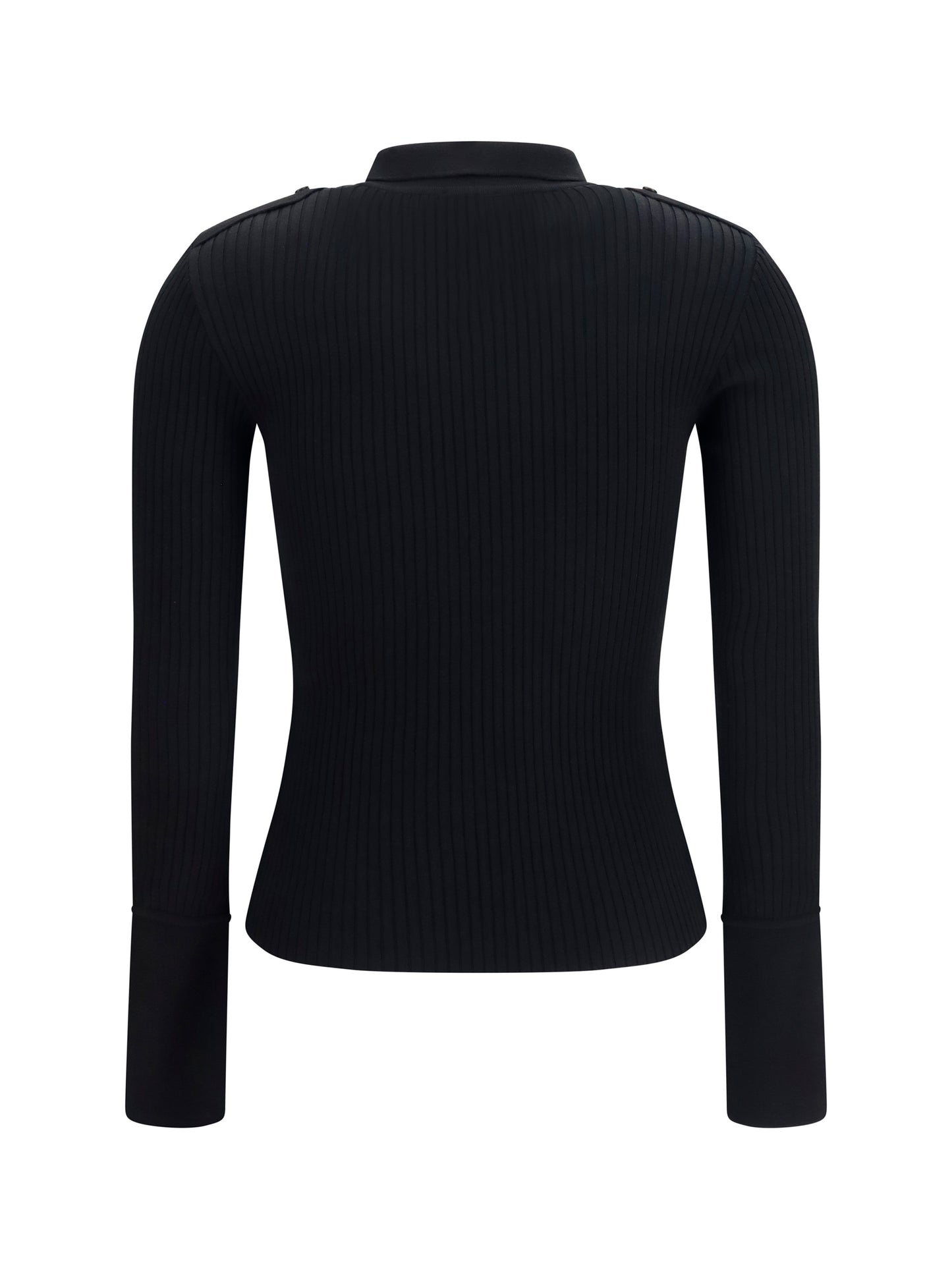 Polo Shirt Ribbed Knit Black