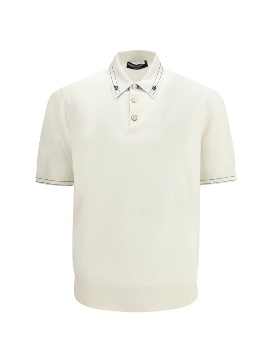Silk Polo Shirt Natural White