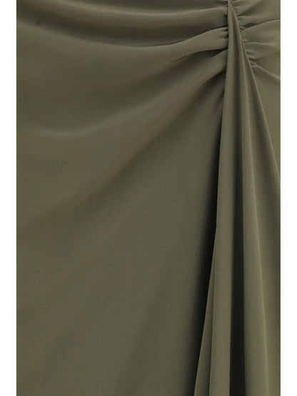 Skirt Draped Long Woodland Green Silk