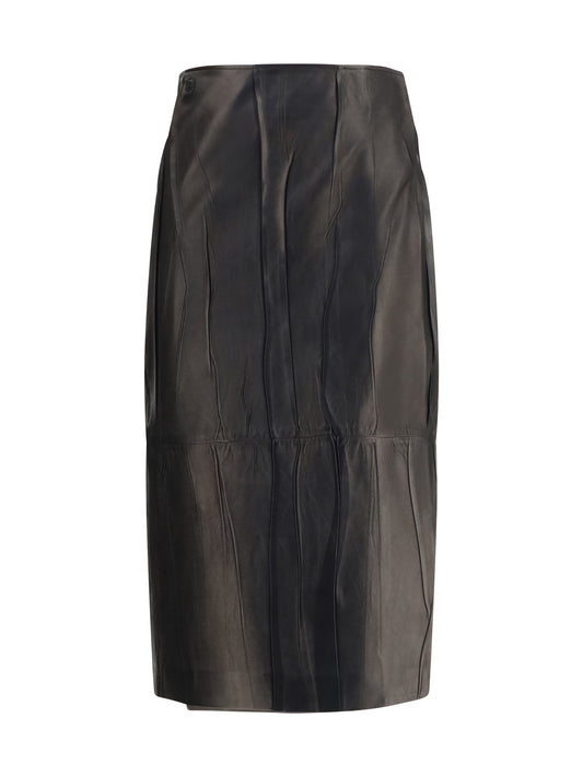 Midi Leather Skirt Black
