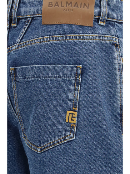 Jeans Straight Wide-Leg Dark Denim Blue
