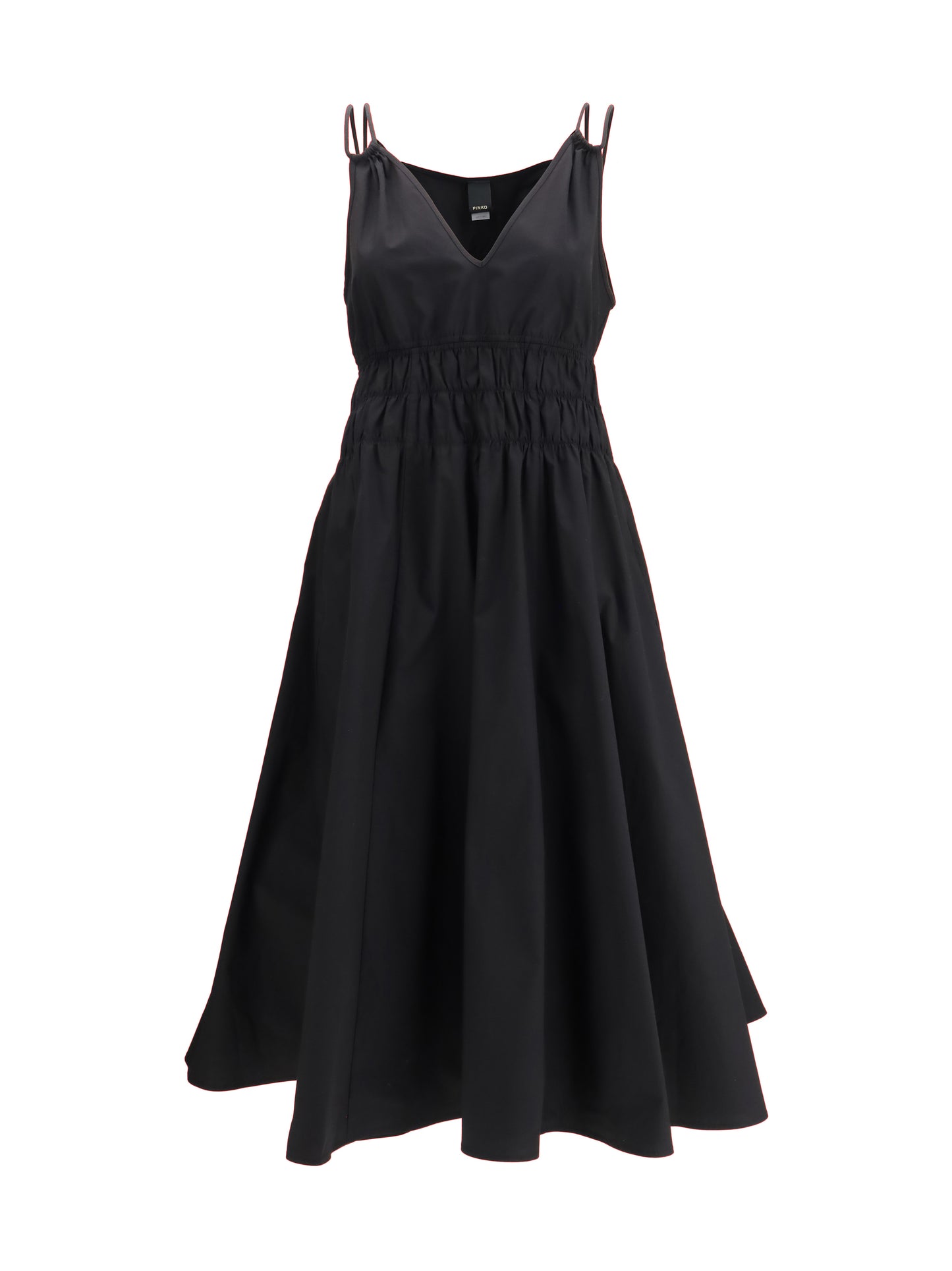 Dress Shirred V-Neck Black