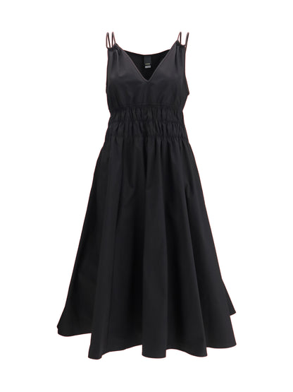 Dress Shirred V-Neck Black
