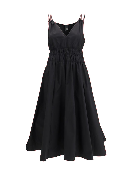 Dress Shirred V-Neck Black