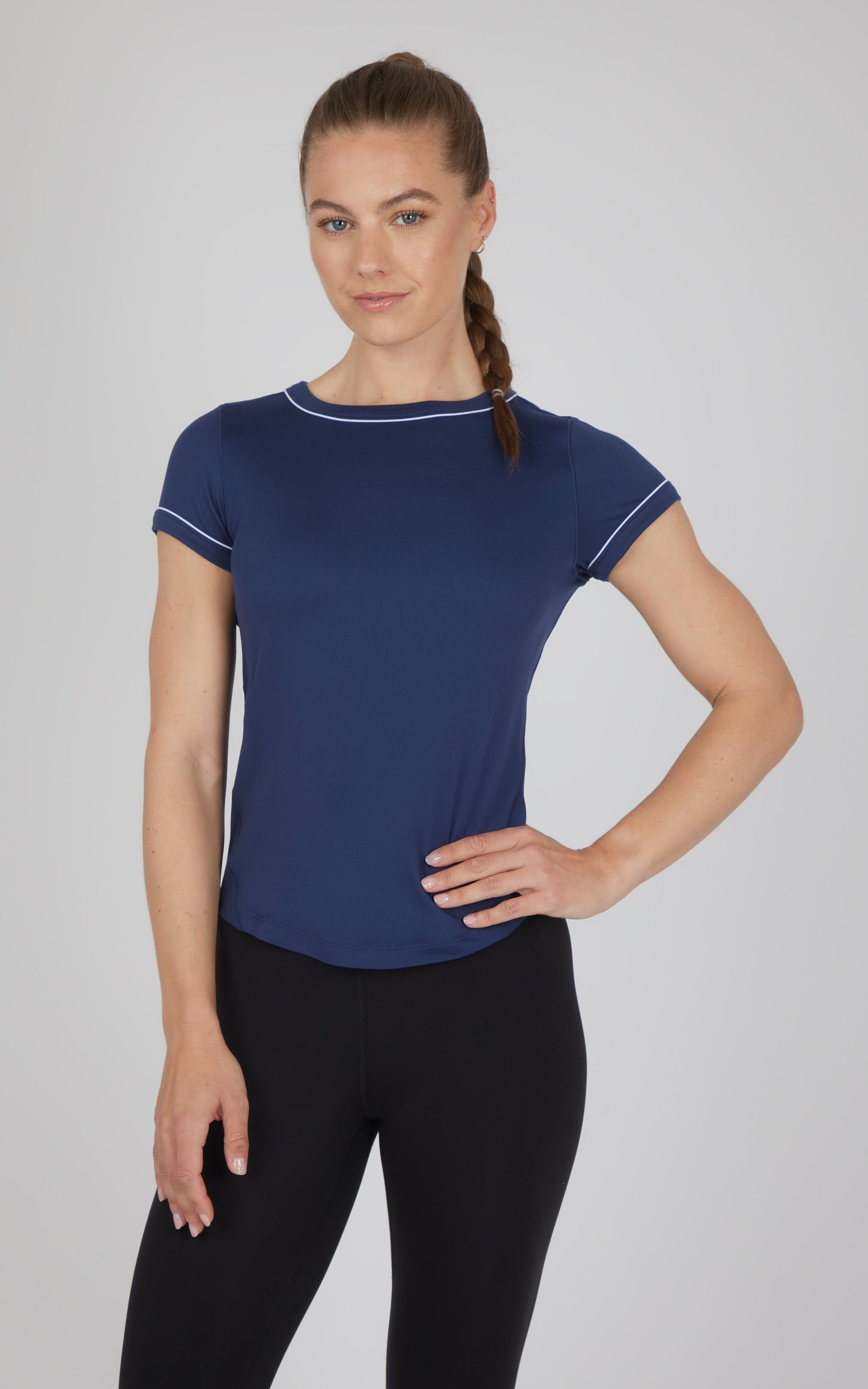 2 PK Super Soft Synergy High Crew Neck Short Sleeve Top and Crew Neck Top