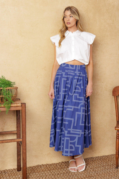 Leaves of Tomorrow Woven Midi Skirt