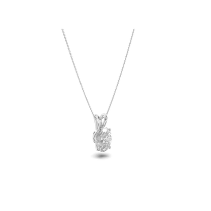 Oval Lab Grown Diamond (F/VS) Prong 14K White Gold Split Bale Solitaire Pendant Necklace