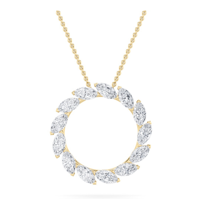 2.0 Ct Marquise (F/VS) Lab Grown Diamond Prong 14K Yellow Gold Fancy Open Circle Pendant Necklace