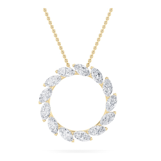 2.0 Ct Marquise (F/VS) Lab Grown Diamond Prong 14K Yellow Gold Fancy Open Circle Pendant Necklace